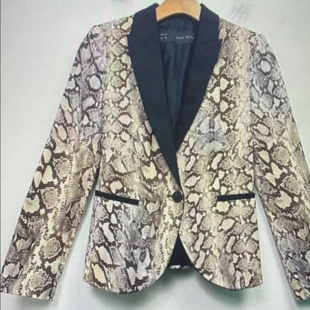 Zara Snake Print Blazer with Black Lapel